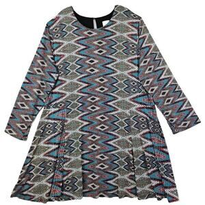 MISA Los Angeles ~Woman Plus Size 3X~ Multicolor Zigzag Print Dress Unlined L.S.